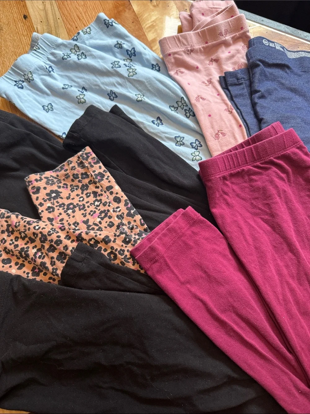 Mixed Girls Leggings Bundle of 7 - Black, Plum, Blue, Pink & Prints